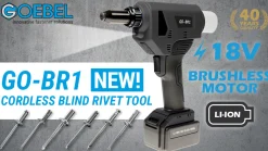 Akku Nieter Blindnietgerät | Nietgerät | GO-BR1 Blindniete Setzwerkzeug inkl. 2 Akku, Koffer und Zubehör Setzgerät Akkunieter Blindnietsetzgerät Handnietmaschine Niet Nietmaschine Nietpistole Arbeitsbereich ø 3,0-5,0mm