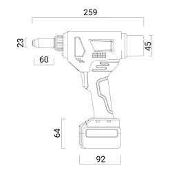 Akku Nieter Blindnietgerät | Akku Nietgerät | Akku-Tool GO-BR2 Akku Hochfeste Blindniete Setzwerkzeug mit bürstenlosem Motor 18V ohne Akku, inkl. Koffer und Zubehör Arbeitsbereich ø 3,0 – 6,4 mm alle Materialien