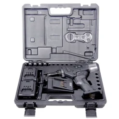 Akku Nieter Blindnietgerät | Nietgerät | GO-TR1 Presslaschen Blindnieten Setzwerkzeug mit bürstenlosem Motor 18V inkl. 2 Akku, Koffer und Zubehör Arbeitsbereich für Preßlaschen-Blindniete ø 5,2 / 6,4 / 7,5 mm Aluminium