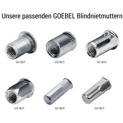 Akku-Tool GO-RN1 Akku Blindnietmuttern & Schrauben Setzwerkzeug mit bürstemlosem Motor 18V inkl. 2 Akku, Koffer und Zubehör mit Arbeitsbereich M3 - M8 alle Materialien Nietmuttern Gerät Nietmutternzange