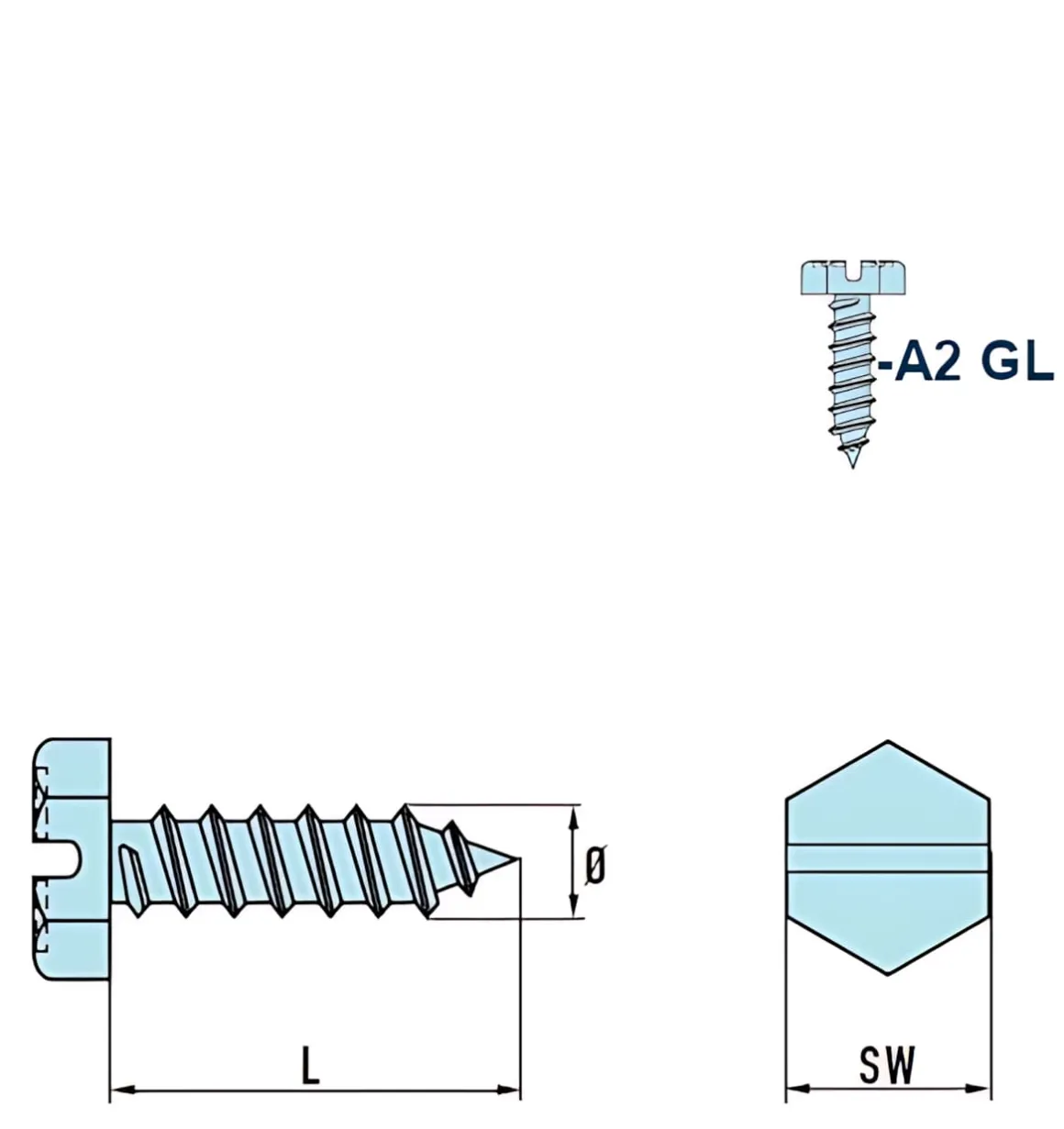 Blechschrauben (Ø x L) 4,8 x 19 mm Edelstahl A2 GOEBEL silber GL Sechskant Längsschlitz DIN7976 ISO1479 Werksnorm – Sechskantschrauben