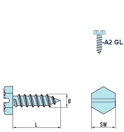 Blechschrauben (Ø x L) 4,8 x 13 mm Edelstahl A2 GOEBEL silber GL Sechskant Längsschlitz DIN7976 ISO1479 Werksnorm – Sechskantschrauben