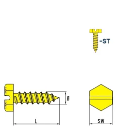 Blechschrauben (Ø x L) 4,8 x 16 mm Stahl verzinkt Sechskant Längsschlitz DIN7976 ISO1479 Werksnorm – Sechskantschrauben