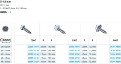 Blechschrauben mit Dichtscheibe EPDM Scheibe (Ø x L) 4,8 x 19 mm Edelstahl A2 Sechskant Längsschlitz DIN7976 ISO1479 Werksnorm – Sechskantschrauben