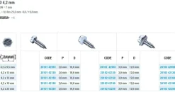 Blechschrauben mit Dichtscheibe EPDM Scheibe (Ø x L) 4,2 x 19 mm Stahl verzinkt Sechskant Längsschlitz DIN7976 ISO1479 Werksnorm – Sechskantschrauben