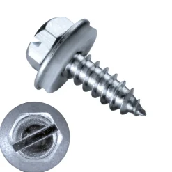 Blechschrauben mit Dichtscheibe EPDM Scheibe (Ø x L) 4,2 x 16 mm Stahl verzinkt Sechskant Längsschlitz DIN7976 ISO1479 Werksnorm – Sechskantschrauben