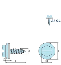 Blechschrauben mit Dichtscheibe EPDM Scheibe (Ø x L) 4,8 x 13 mm Edelstahl A2 GOEBEL silber GL Sechskant Längsschlitz DIN7976 ISO1479 Werksnorm – Sechskantschrauben