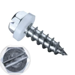 Blechschrauben mit PA Scheibe (Ø x L) 4,8 x 19 mm Edelstahl A2 Sechskant Längsschlitz DIN7976 ISO1479 Werksnorm – Sechskantschrauben