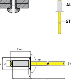 Blindnieten Aluminium/Stahl (Ø x L) 3,2 x 10,0 mm mit Senkkopf ISO15978 - Senkkopf Niete - Popniete - STANDARD