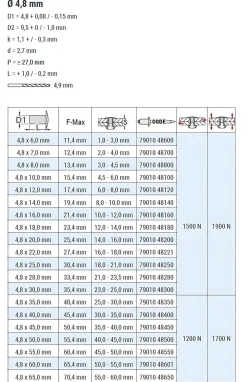 Blindnieten Aluminium/Stahl (Ø x L) 4,8 x 60,0 mm mit Flachkopf ISO15977 RAL9010 weiß - Flachkopf Niete - Popniete - RAINBOW STANDARD