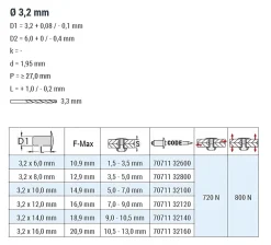 Blindnieten Aluminium/Stahl (Ø x L) 3,2 x 14,0 mm mit Senkkopf ISO15978 - Senkkopf Niete - Popniete - STANDARD