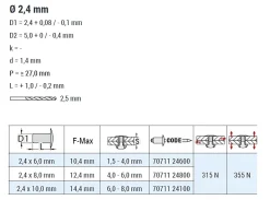 Blindnieten Aluminium/Stahl (Ø x L) 2,4 x 8,0 mm mit Senkkopf ISO15978 - Senkkopf Niete - Popniete - STANDARD