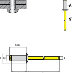Blindnieten Aluminium/Stahl (Ø x L) 3,0 x 7,0 mm mit Flachkopf ISO15977 - Flachkopf Niete - Popniete - STANDARD