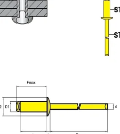 Blindnieten Stahl/Stahl (Ø x L) 4,0 x 10,0 mm mit Flachkopf ISO15979 - Flachkopf Niete - Popniete - STANDARD