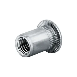 Blindnietmutter - Nietmutter - M10 Aluminium (Ø x L) 12,9 mm x 17,0 mm Flachkopf Rundschaft gerändelt mit Unterkopfverzahnung Schaftende offen Einziehmutter Einnietmuttern - GO-NUT