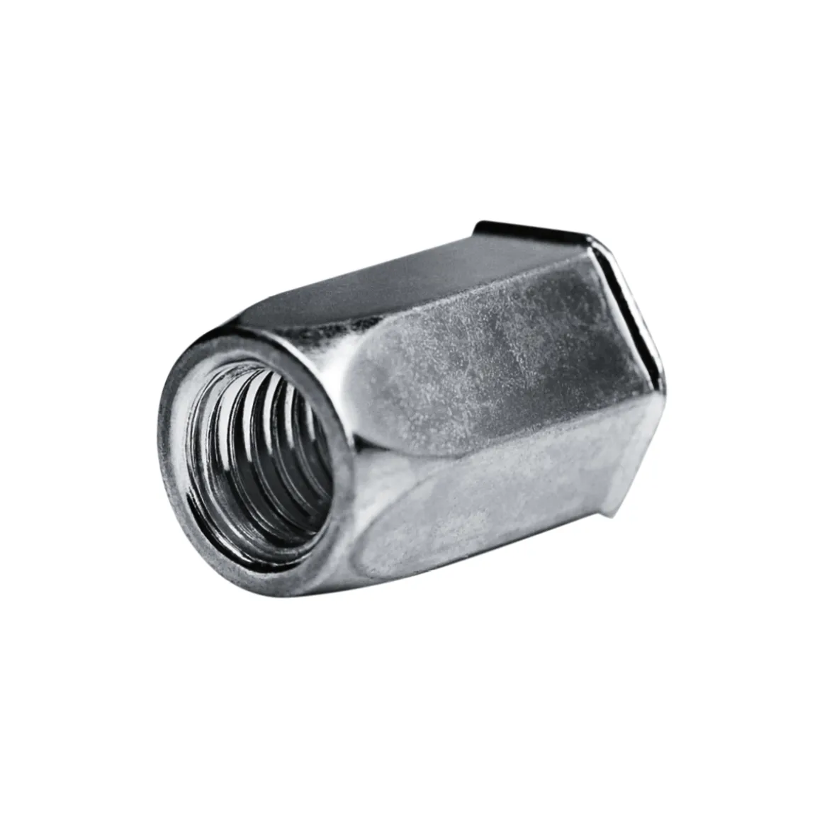 Blindnietmutter - Nietmutter - M10 Stahl verzinkt (Ø x L) 13,0 mm x 22,0 mm kleiner Senkkopf Sechskantschaft Schaftende offen Einziehmutter Einnietmuttern - GO-NUT