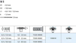 Blindnietmutter - Nietmutter - M5 Stahl verzinkt (Ø x L) 6,9 mm x 15,0 mm Flachkopf Rundschaft gerändelt mit Unterkopfverzahnung Schaftende offen - Einziehmutter, Einnietmuttern - GO-NUT