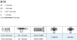 Blindnietmutter - Nietmutter - M10 Edelstahl A2 (Ø x L) 12,9 mm x 22,0 mm kleiner Senkkopf Rundschaft gerändelt mit Unterkopfverzahnung Schaftende offen Einziehmutter Einnietmuttern - GO-NUT