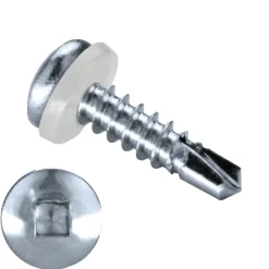 Bohrschrauben Linsenkopf mit PA Scheibe (Ø x L) 4,2 x 16,0 mm Edelstahl C1 GOEBEL silber GL DIN7504SQ Werksnorm Linsenkopf Innenvierkant - Selbstbohrende Schraube - Selbstschneidende Bohrschraube - Selbstbohrschrauben