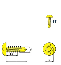 Bohrschrauben Linsenkopf (Ø x L) 4,8 x 16,0 mm Kreuzschlitz Stahl verzinkt DIN7504M Werksnorm Linsenkopf Phillips-Kreuzschlitz PH - Selbstbohrende Schraube - Selbstschneidende Bohrschraube - Selbstbohrschrauben