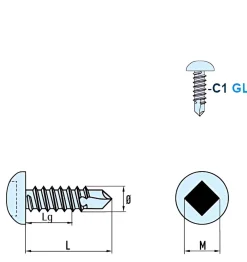 Bohrschrauben Linsenkopf (Ø x L) 4,2 x 13,0 mm Edelstahl C1 GOEBEL silber GL DIN7504SQ Werksnorm Linsenkopf Innenvierkant - Selbstbohrende Schraube - Selbstschneidende Bohrschraube - Selbstbohrschrauben