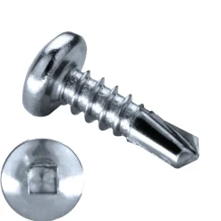 Bohrschrauben Linsenkopf (Ø x L) 4,2 x 19,0 mm Stahl verzinkt DIN7504SQ Werksnorm Linsenkopf Innenvierkant - Selbstbohrende Schraube - Selbstschneidende Bohrschraube - Selbstbohrschrauben