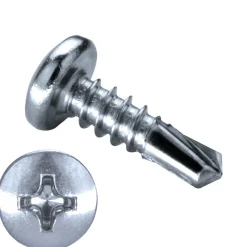 Bohrschrauben Linsenkopf mit gehärtete Bohrspitze (Ø x L) 4,2 x 16,0 mm Edelstahl A2 GOEBEL silber GL DIN7504M Werksnorm Linsenkopf Phillips-Kreuzschlitz PH - Selbstbohrende Schraube - Selbstschneidende Bohrschraube - Selbstbohrschrauben