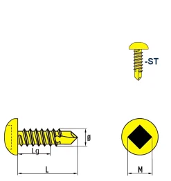 Bohrschrauben Linsenkopf (Ø x L) 4,2 x 13,0 mm Stahl verzinkt DIN7504SQ Werksnorm Linsenkopf Innenvierkant - Selbstbohrende Schraube - Selbstschneidende Bohrschraube - Selbstbohrschrauben