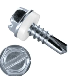 Bohrschrauben mit angepresster Bund PA Scheibe (Ø x L) 4,2 x 19,0 mm Edelstahl C1 GOEBEL silber GL DIN7504L Werksnorm Sechskant Außensechskant / Längsschlitz - Sechskantschraube - Selbstbohrende Schraube - Selbstschneidende Bohrschrauben