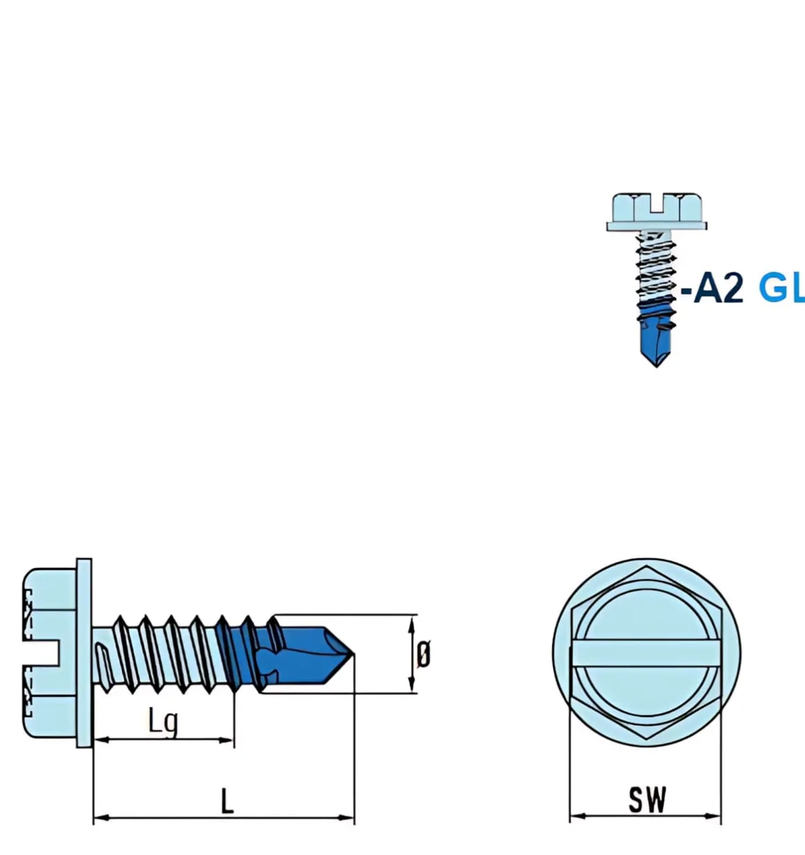 Bohrschrauben mit angepresster Bund (Ø x L) 4,2 x 16,0 mm Edelstahl A2 GOEBEL silber GL DIN7504L Werksnorm Sechskant Außensechskant / Längsschlitz Sechskantschraube - Selbstbohrende Schraube Selbstschneidende Selbstbohrschrauben