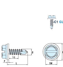 Bohrschrauben mit angepresster Bund PA Scheibe (Ø x L) 4,8 x 19,0 mm Edelstahl C1 GOEBEL silber GL DIN7504L Werksnorm Sechskant Außensechskant / Längsschlitz - Sechskantschraube - Selbstbohrende Schraube - Selbstschneidende Bohrschrauben