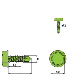 Bohrschrauben mit angepresster Bund (Ø x L) 5,5 x 25,0 mm Edelstahl A2 DIN7504K Werksnorm Sechskant Außensechskant - Sechskantschraube - Selbstbohrende Schraube - Selbstschneidende Bohrschrauben - Selbstbohrschrauben