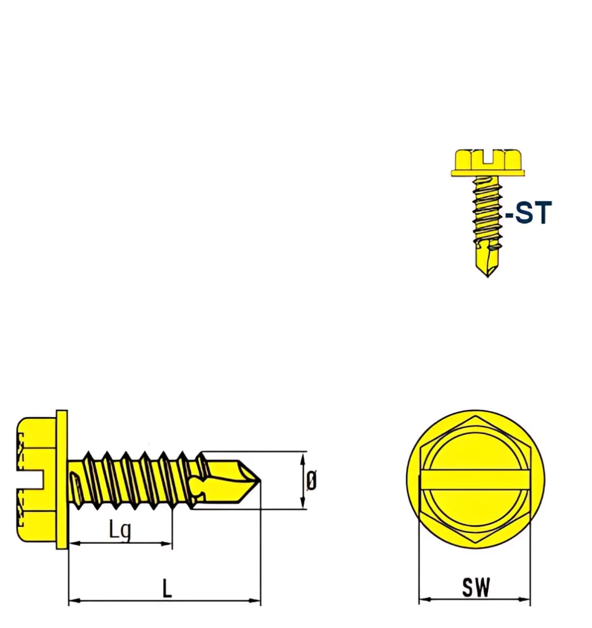 Bohrschrauben mit angepresster Bund (Ø x L) 4,8 x 16,0 mm Stahl verzinkt DIN7504L Werksnorm Sechskant Außensechskant / Längsschlitz - Sechskantschraube - Selbstbohrende Schraube - Selbstschneidende Bohrschrauben - Selbstbohrschrauben