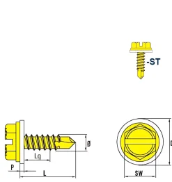 Bohrschrauben mit angepresster Bund mit PA Scheibe (Ø x L) 4,2 x 25,0 mm Stahl verzinkt DIN7504L Werksnorm Sechskant Außensechskant / Längsschlitz Sechskantschraube Selbstbohrende Schraube Selbstschneidende Bohrschrauben Selbstbohrschrauben