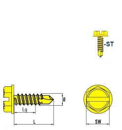 Bohrschrauben mit angepresster Bund (Ø x L) 4,8 x 19,0 mm Stahl verzinkt DIN7504L Werksnorm Sechskant Außensechskant / Längsschlitz - Sechskantschraube - Selbstbohrende Schraube - Selbstschneidende Bohrschrauben - Selbstbohrschrauben