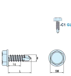 Bohrschrauben mit angepresster Bund (Ø x L) 4,2 x 13,0 mm Edelstahl C1 GOEBEL silber GL DIN7504K Werksnorm Sechskant Außensechskant - Sechskantschraube - Selbstbohrende Schraube - Selbstschneidende Bohrschrauben - Selbstbohrschrauben