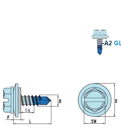 Bohrschrauben mit Dichtscheibe angepresster Bund EPDM Scheibe (Ø x L) 4,8 x 16,0 mm Edelstahl A2 GOEBEL silber GL DIN7504L Werksnorm Sechskant Außensechskant Längsschlitz Sechskantschraube Selbstbohrende Schraube Selbstschneidende