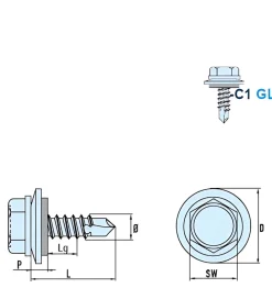 Bohrschrauben mit Dichtscheibe angepresster Bund mit EPDM Scheibe (Ø x L) 6,3 x 19,0 mm Edelstahl C1 GOEBEL silber GL DIN7504K Werksnorm Sechskant Außensechskant Sechskantschraube Selbstbohrende Schraube Selbstschneidende Bohrschrauben