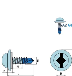 Bohrschrauben mit Dichtscheibe Linsenkopf mit gehärtete Bohrspitze mit EPDM Scheibe (Ø x L) 4,8 x 16,0 mm Edelstahl A2 GOEBEL silber GL DIN7504SQ Werksnorm Innenvierkant Längsschlitz Selbstbohrende Schraube Selbstschneidende Bohrschraube