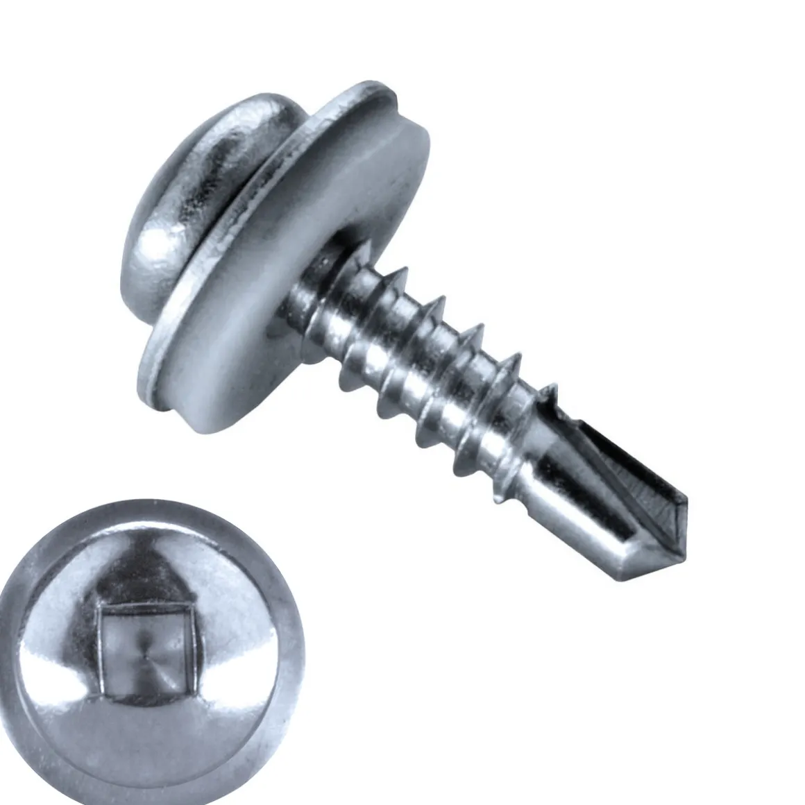 Bohrschrauben mit Dichtscheibe Linsenkopf EPDM Scheibe (Ø x L) 4,2 x 16,0 mm Edelstahl C1 GOEBEL silber GL DIN7504SQ Werksnorm Linsenkopf Innenvierkant - Selbstbohrende Schraube - Selbstschneidende Bohrschraube - Selbstbohrschrauben