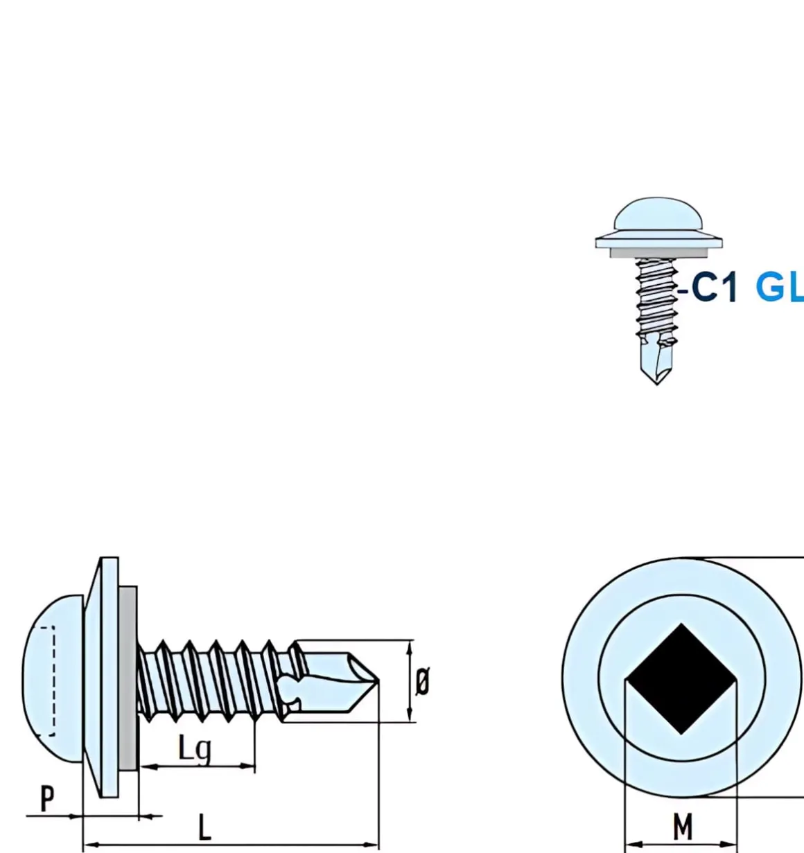 Bohrschrauben mit Dichtscheibe Linsenkopf EPDM Scheibe (Ø x L) 4,2 x 16,0 mm Edelstahl C1 GOEBEL silber GL DIN7504SQ Werksnorm Linsenkopf Innenvierkant - Selbstbohrende Schraube - Selbstschneidende Bohrschraube - Selbstbohrschrauben