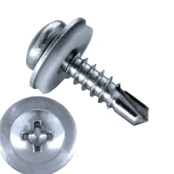 Bohrschrauben mit Dichtscheibe Linsenkopf gehärtete Bohrspitze EPDM Scheibe (Ø x L) 4,2 x 16,0mm Kreuzschlitz Edelstahl A2 GOEBEL silberGL DIN7504M Werksnorm Linsenkopf Phillips-Kreuzschlitz PH Selbstbohrende Schraube Selbstschneidende