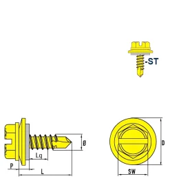 Bohrschrauben mit Dichtscheibe angepresster Bund EPDM Scheibe (Ø x L) 4,8 x 13,0mm Stahl verzinkt DIN7504L Werksnorm Sechskant Außensechskant Längsschlitz Sechskantschraube Selbstbohrende Schraube Selbstschneidende Selbstbohrschrauben