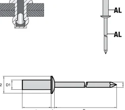 Dicht-Becherblindnieten Aluminium/Aluminium (Ø x L) 4,8 x 9,5 mm mit Flachkopf ISO15975 - Becher-Blindniete - Becher-Blindniete - Dichtblindniete - Bechernieten - Dichtnieten - CUP