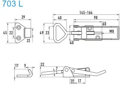 Exzenterverschluss 703 L grosser Exzenterverschluss Stahl verzinkt mit Verschlussvorrichtung gerader Grundtplatte und Gegenhaken - Kistenverschluss - Kofferverschluss - Hebel Verschluss