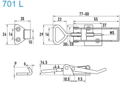 Exzenterverschluss 701 L kleines Exzenterverschluss Stahl verzinkt mit Verschlussvorrichtung gerader Grundtplatte und Gegenhaken - Kistenverschluss - Kofferverschluss - Hebel Verschluss