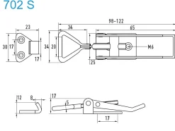 Exzenterverschluss 702 S mittelgrosser Exzenterverschluss Stahl verzinkt mit Gelenkbügel gerader Grundtplatte und Gegenhaken - Kistenverschluss - Kofferverschluss - Hebel Verschluss