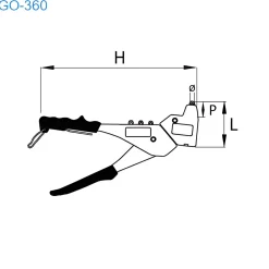 GO-360 - Hand Blindnietsetzgerät Blindniet Handzange - Arbeitsbereich ø 2,4 - 3,2 mm - Nietzange - Nietenzange - Blindnietzange