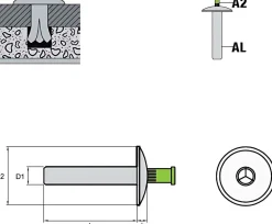 Hammerschlagblindnieten Aluminium / Edelstahl A2 (Ø x L) 4,8 x 25,0 mm mit Flachkopf - Hammerschlag-Blindnieten - Hammerschlagnieten - Niete - HAMMER