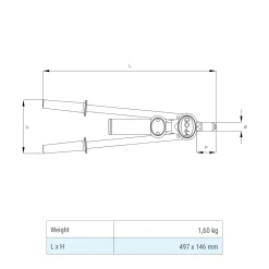 Hand Blindnietsetzgerät GO-64 (SET) Hebelnietgerät - Arbeitsbereich ø 3,0 - 6,4 mm - Nietzange - Nietenzange - Blindnietzange